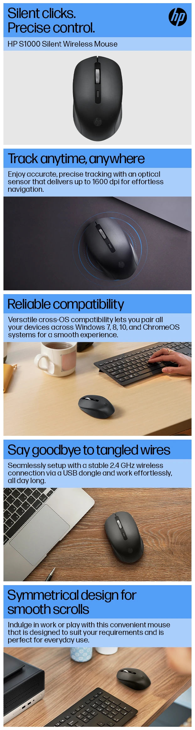 Hp s1000 Mouse - Pack of 4 Units - Open Box